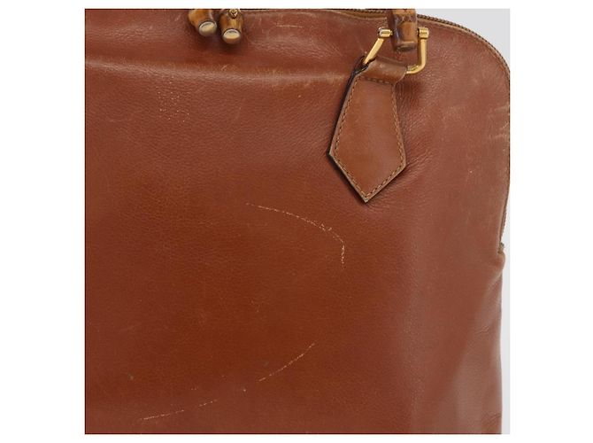 Borsa a Mano GUCCI Bamboo in Pelle 2way Beige Oro 000 1448 0289 Auth BA12991 D'oro - vista 4