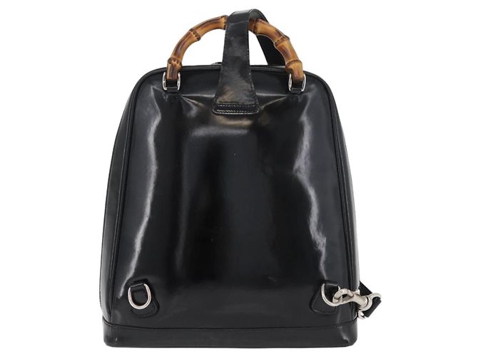 GUCCI Bamboo Shoulder Bag Patent Black Silver 003 2058 0059 5 Auth 182394 Silvery - view 3