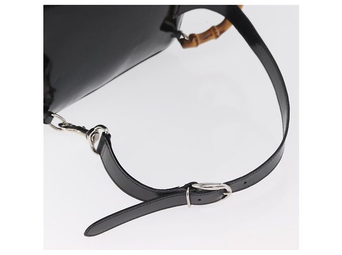 GUCCI Bamboo Shoulder Bag Patent Black Silver 003 2058 0059 5 Auth 182394 Silvery - view 9