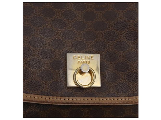 Céline Zaino CELINE Macadam Canvas PVC Pelle Marrone Oro Auth bs35412 D'oro - vista 19