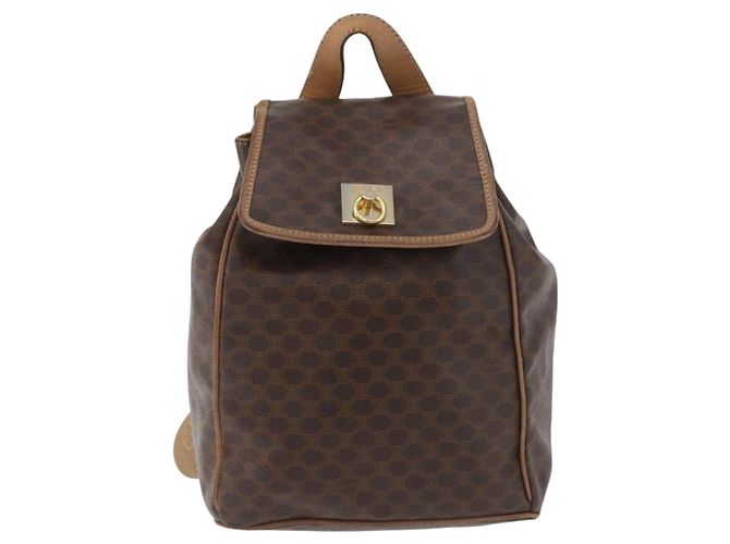 Céline Zaino CELINE Macadam Canvas PVC Pelle Marrone Oro Auth bs35412 D'oro - vista 2