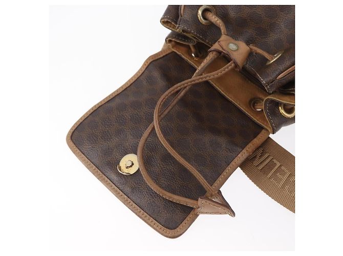 Céline Zaino CELINE Macadam Canvas PVC Pelle Marrone Oro Auth bs35412 D'oro - vista 20