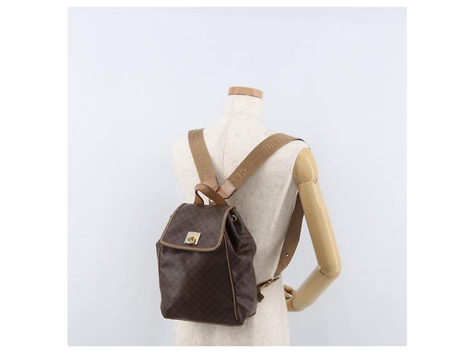 Céline Zaino CELINE Macadam Canvas PVC Pelle Marrone Oro Auth bs35412 D'oro - vista 28
