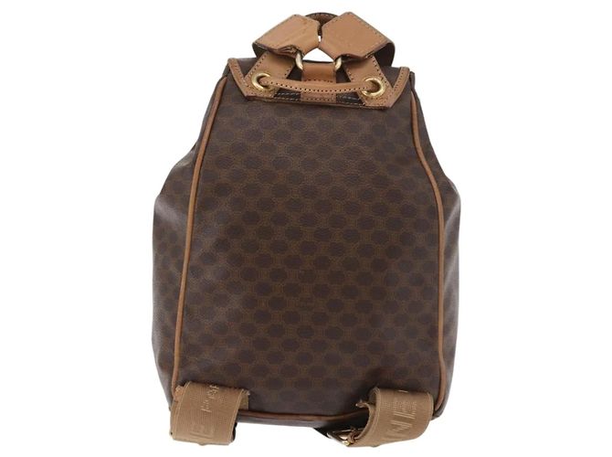 Céline Zaino CELINE Macadam Canvas PVC Pelle Marrone Oro Auth bs35412 D'oro - vista 3