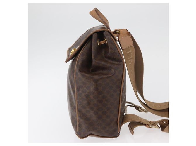 Céline Zaino CELINE Macadam Canvas PVC Pelle Marrone Oro Auth bs35412 D'oro - vista 4