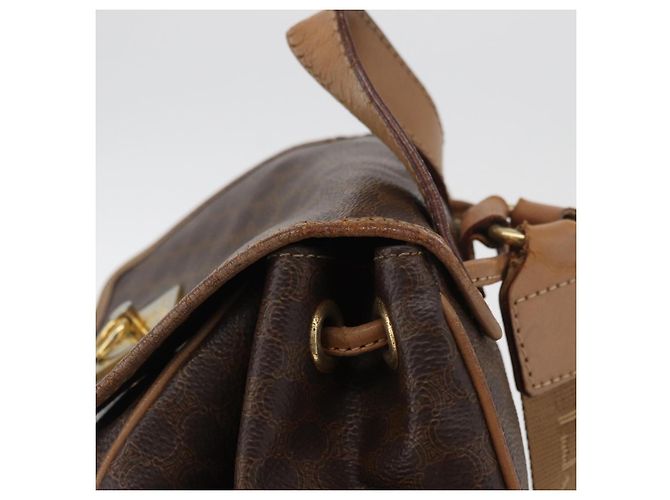 Céline Zaino CELINE Macadam Canvas PVC Pelle Marrone Oro Auth bs35412 D'oro - vista 5