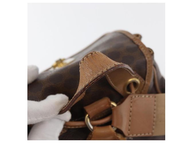 Céline Zaino CELINE Macadam Canvas PVC Pelle Marrone Oro Auth bs35412 D'oro - vista 9