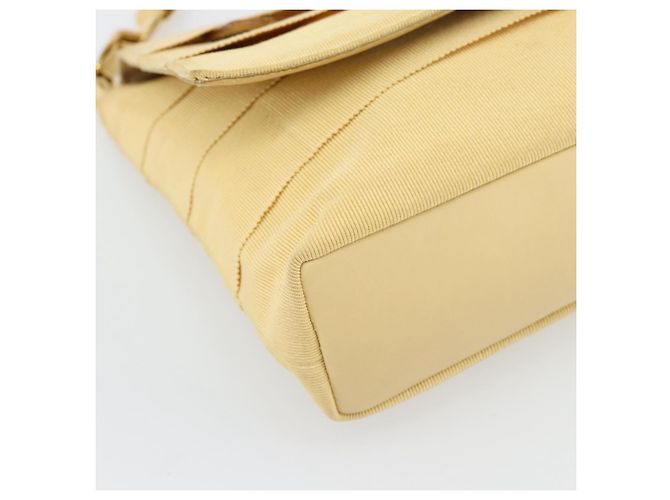 Borsa a tracolla con catena Salvatore Ferragamo in tela e pelle beige oro Auth ka4517A - vista 11