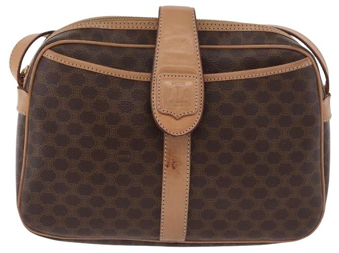 Céline Borsa a Spalla CELINE Macadam Canvas PVC Pelle Marrone Oro Auth 181476A D'oro - vista 2