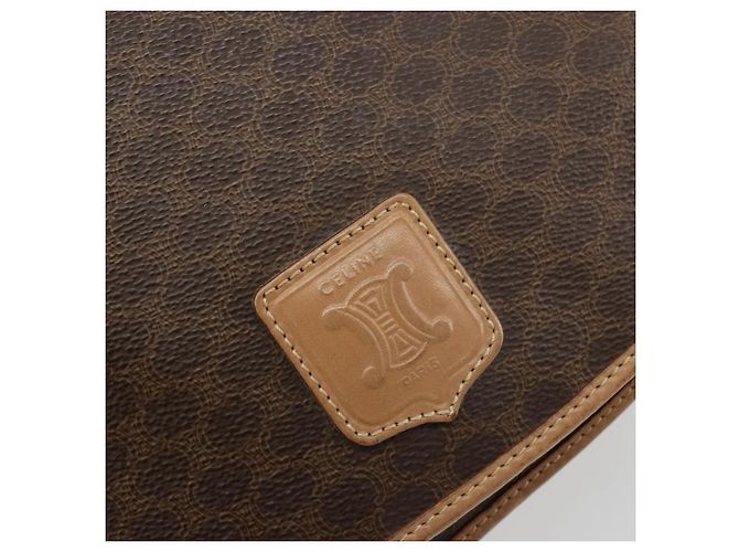 Céline Borsa a tracolla CELINE Macadam Canvas PVC Pelle Marrone Oro Auth ka4537 D'oro - vista 14