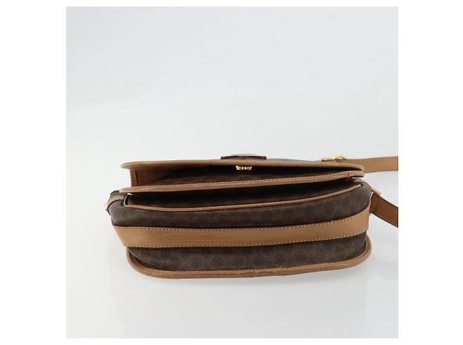 Céline Borsa a tracolla CELINE Macadam Canvas PVC Pelle Marrone Oro Auth ka4537 D'oro - vista 9
