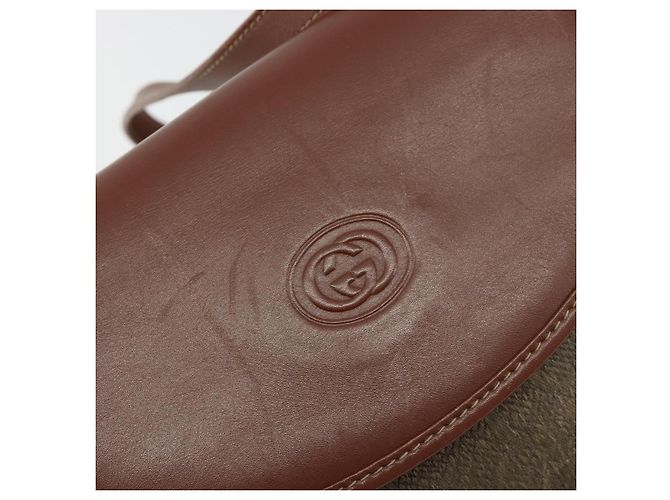 Borsa a tracolla GUCCI in PVC e pelle marrone oro 007 14 0074 Auth am11698 D'oro - vista 14