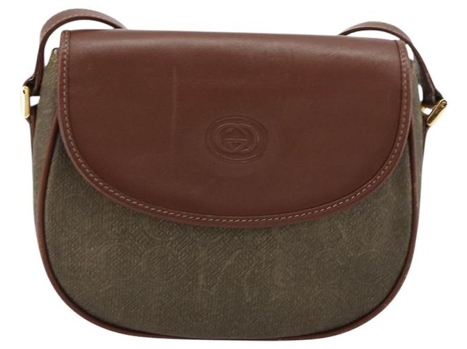 Borsa a tracolla GUCCI in PVC e pelle marrone oro 007 14 0074 Auth am11698 D'oro - vista 2