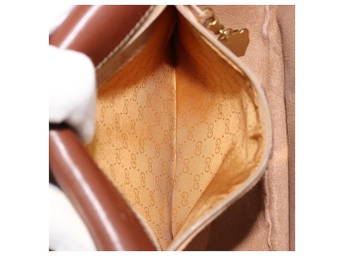 Borsa a tracolla GUCCI in PVC e pelle marrone oro 007 14 0074 Auth am11698 D'oro - vista 21