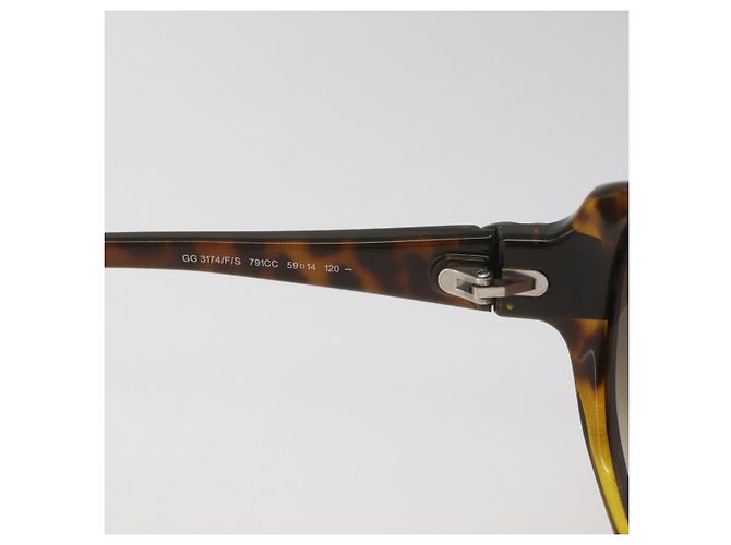 GUCCI Tortoise Pattern Sunglasses Plastic Brown Silver Auth BA13261 Silvery - view 11