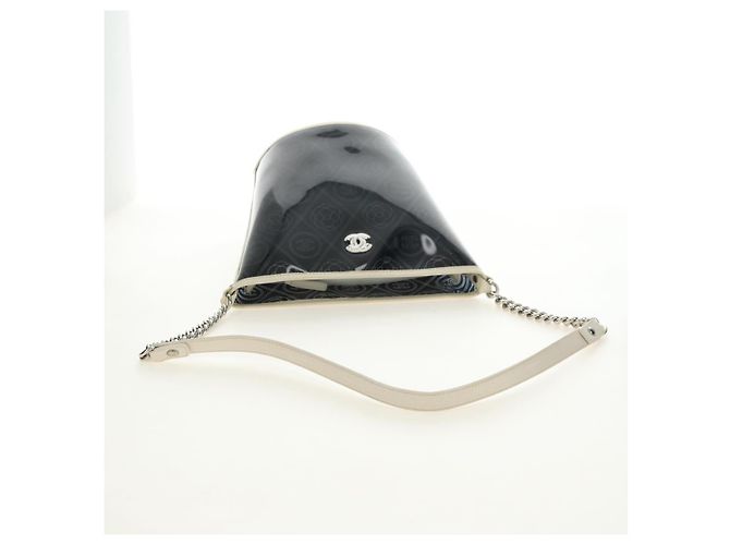 CHANEL Camelia Chain Shoulder Bag Vinyl Blue Silver CC Auth 171291SAM Argento - vista 7