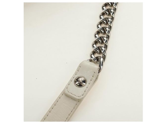 CHANEL Camelia Chain Shoulder Bag Vinyl Blue Silver CC Auth 171291SAM Argento - vista 9
