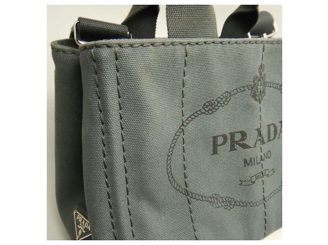 Borsa Tote Prada Canapa 1BG439 Grigio - vista 10