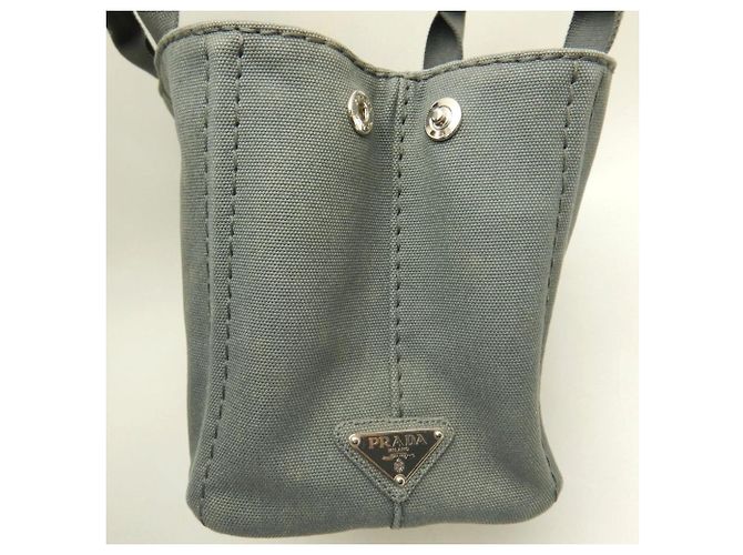 Borsa Tote Prada Canapa 1BG439 Grigio - vista 11