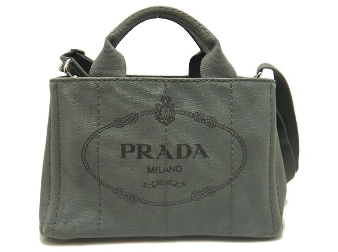 Borsa Tote Prada Canapa 1BG439 Grigio - vista 2