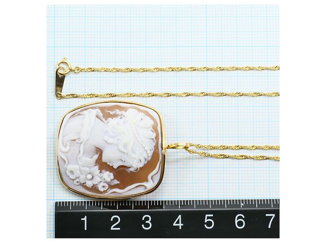 Autre Marque Collar de oro amarillo de 18K con camafeo de concha Dorado - vista 5