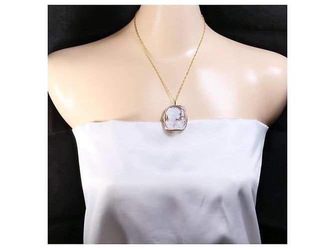 Autre Marque Collar de oro amarillo de 18K con camafeo de concha Dorado - vista 6