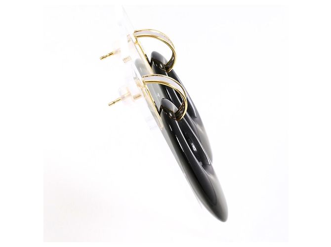 Autre Marque Eleganti orecchini pendenti in oro giallo 18K e platino D'oro - vista 2