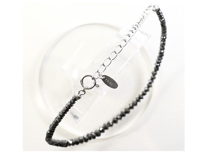 Autre Marque Elegante bracciale con charm in oro bianco 18K con diamanti neri Nero D'oro - vista 2
