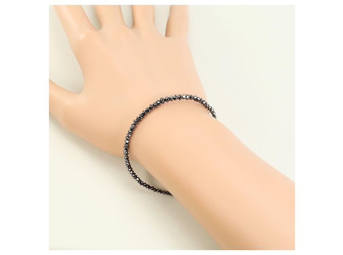 Autre Marque Elegante bracciale con charm in oro bianco 18K con diamanti neri Nero D'oro - vista 3