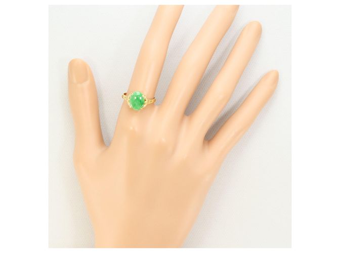 Autre Marque 18K Gelbgold-Ring mit Jade Golden - Ansicht 5