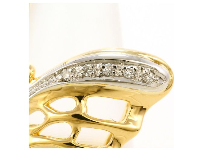 Autre Marque 18K Gelbgold- und Platinring mit Diamant Golden - Ansicht 2
