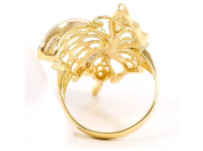 Autre Marque 18K Gelbgold- und Platinring mit Diamant Golden - Ansicht 5