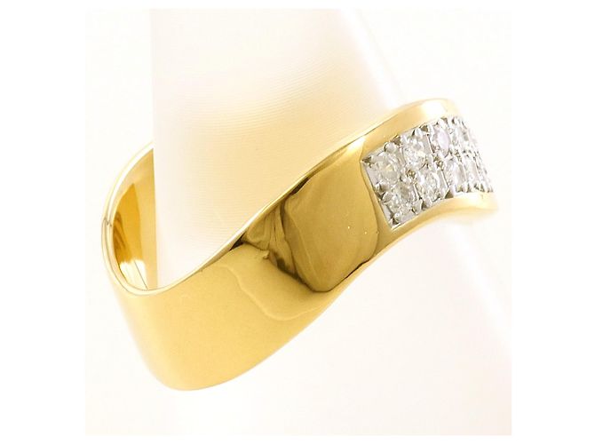 Autre Marque Platin- und Gelbgold-Diamantring Golden - Ansicht 3
