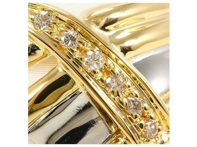 Autre Marque Platin- und Gelbgold-Ring mit Diamant Golden - Ansicht 2