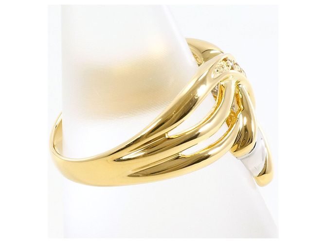 Autre Marque Platin- und Gelbgold-Ring mit Diamant Golden - Ansicht 3
