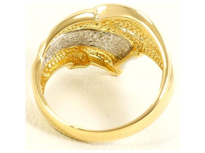 Autre Marque Platin- und Gelbgold-Ring mit Diamant Golden - Ansicht 4