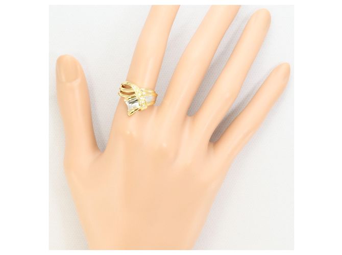 Autre Marque Platin- und Gelbgold-Ring mit Diamant Golden - Ansicht 7