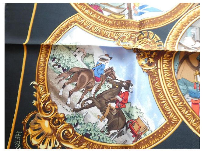 Hermès Lenço de seda "Les Trois Mousquetaires" Preto Multicor - vista 11