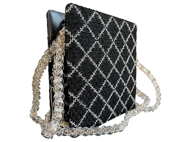 Borsa Shopping Chanel in Tweed e Resina con Cerniera e Catena 2016 - vista 2