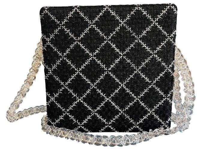 Borsa Shopping Chanel in Tweed e Resina con Cerniera e Catena 2016 - vista 4