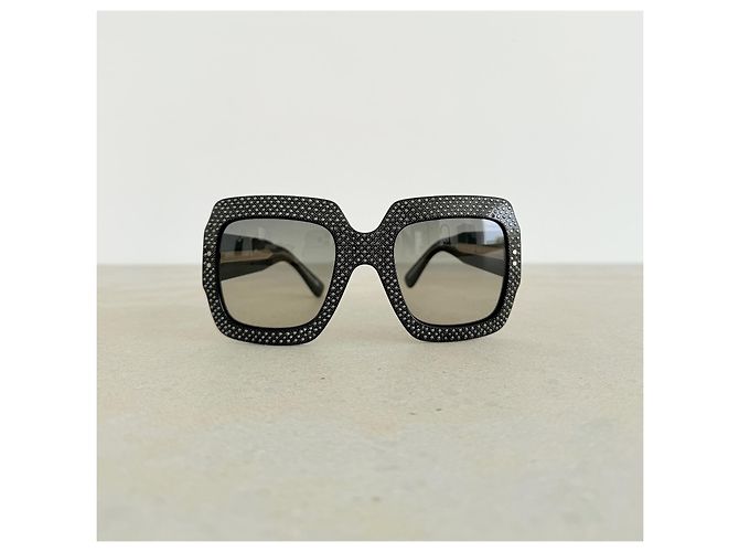 Gucci Occhiali da Sole Oversized Crystal - Nero e Oro - vista 3