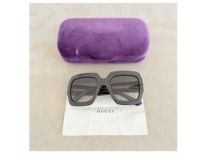 Gucci Occhiali da Sole Oversized Crystal - Nero e Oro - vista 4