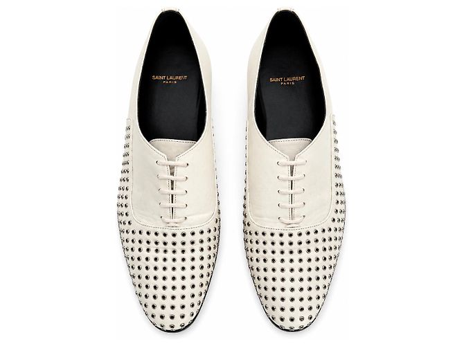 Saint Laurent Scarpe Oxford in pelle bianca con borchie Bianco - vista 4