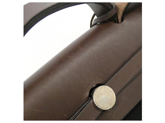 Hermès Borsa Hermes Herbag Zip MM Nero Damier ebene - vista 8