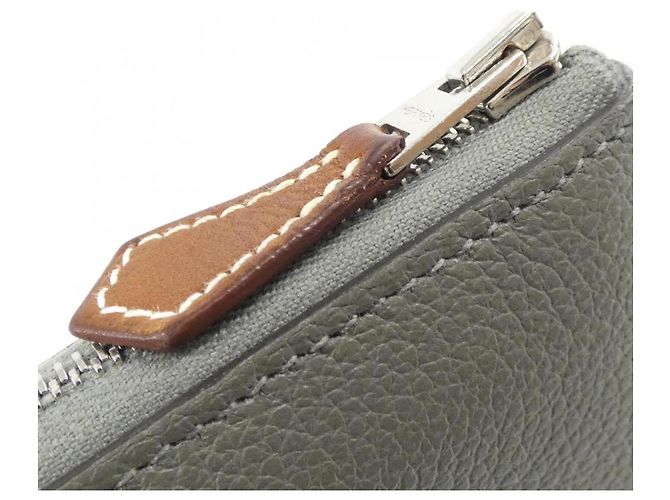 Silk In Hermès Hermes EN LIBERTE Cartera compacta de seda Castaño Naranja - vista 6