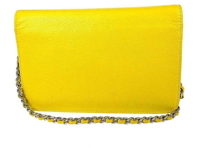 Wallet On Chain Portafoglio con catena Chanel Caviar Giallo - vista 2