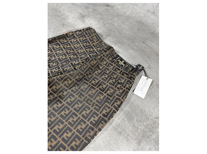 Vaqueros Fendi Zucca FF Monogram Pierna Recta Castaño Monograma - vista 3