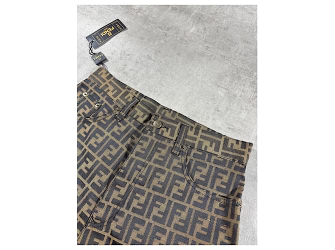 Vaqueros Fendi Zucca FF Monogram Pierna Recta Castaño Monograma - vista 5