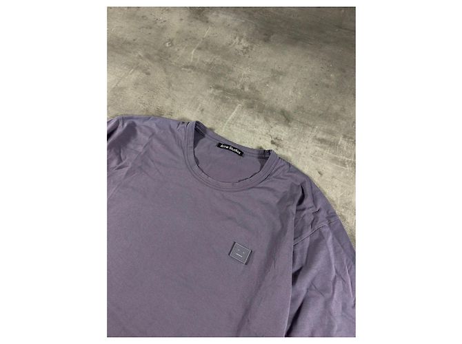 Acne Studios T-shirt Face Patch in cotone - Viola Porpora - vista 3