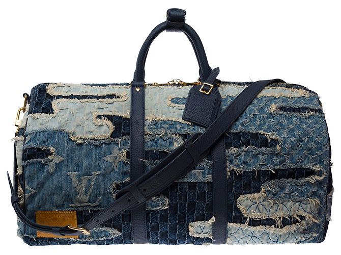 Borsa LOUIS VUITTON Keepall in Denim Blu - 103533 - vista 2